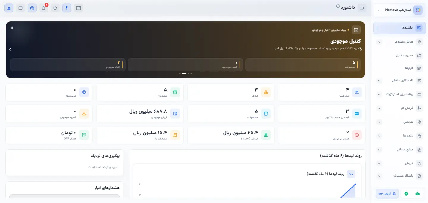 داشبورد مدیریتی در سامانه Maian