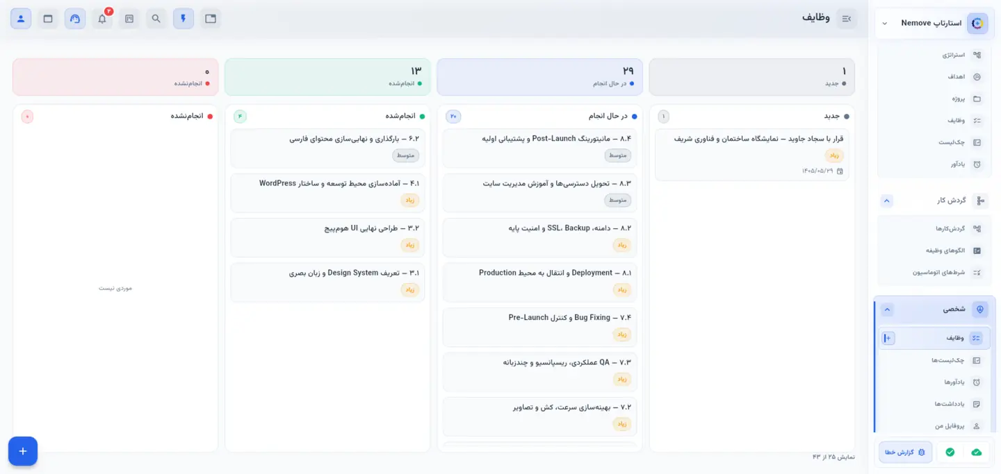 مدیریت وظایف در سامانه Maian