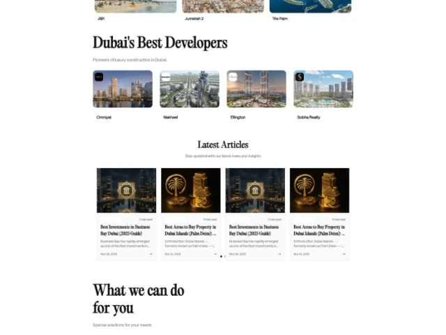 اسکرین‌شات کامل صفحه اصلی روشن Black Falcon Real Estate