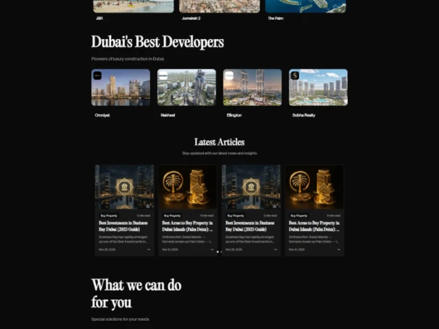 اسکرین‌شات کامل صفحه اصلی دارک Black Falcon Real Estate