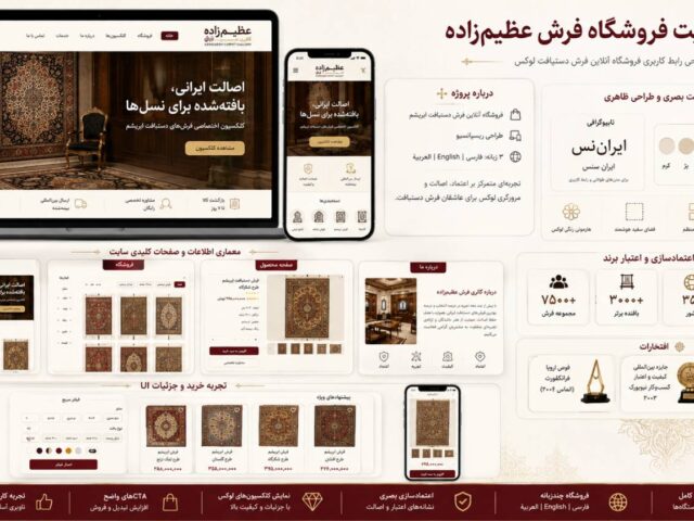 اینفوگرافیک طراحی و توسعه وب‌سایت فرش عظیم‌زاده